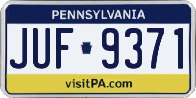 PA license plate JUF9371