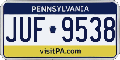 PA license plate JUF9538