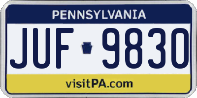 PA license plate JUF9830