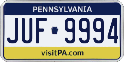 PA license plate JUF9994