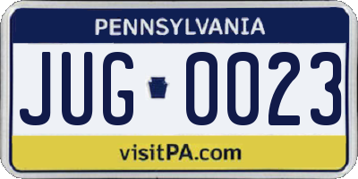 PA license plate JUG0023