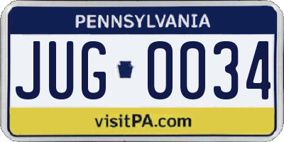 PA license plate JUG0034