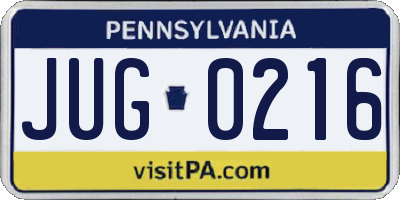PA license plate JUG0216