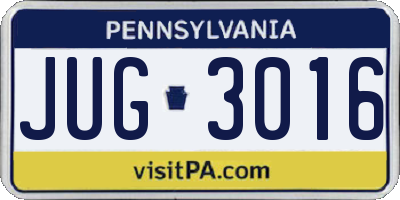 PA license plate JUG3016