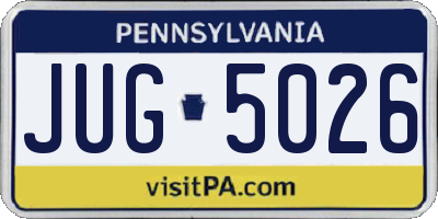 PA license plate JUG5026