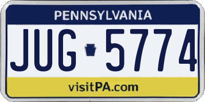 PA license plate JUG5774