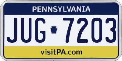 PA license plate JUG7203