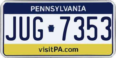 PA license plate JUG7353