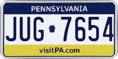 PA license plate JUG7654