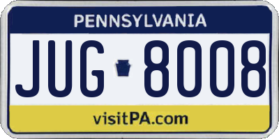 PA license plate JUG8008