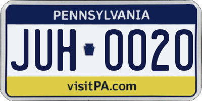 PA license plate JUH0020
