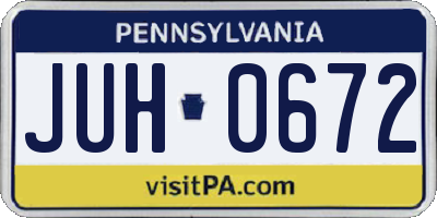 PA license plate JUH0672