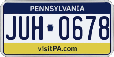 PA license plate JUH0678