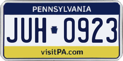 PA license plate JUH0923