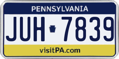 PA license plate JUH7839