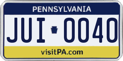 PA license plate JUI0040