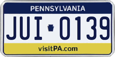 PA license plate JUI0139
