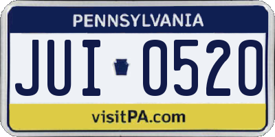 PA license plate JUI0520