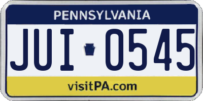 PA license plate JUI0545