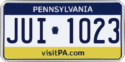 PA license plate JUI1023