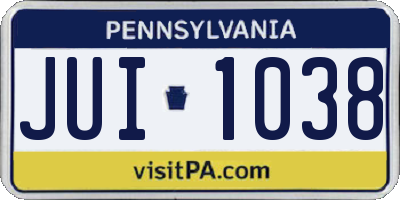 PA license plate JUI1038