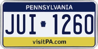 PA license plate JUI1260