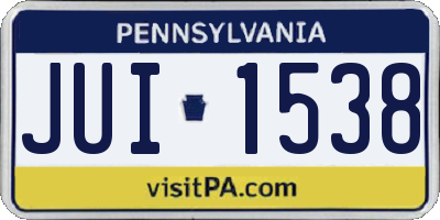 PA license plate JUI1538