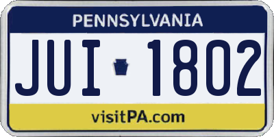 PA license plate JUI1802