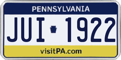 PA license plate JUI1922