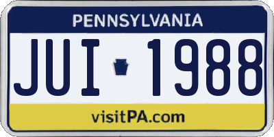 PA license plate JUI1988