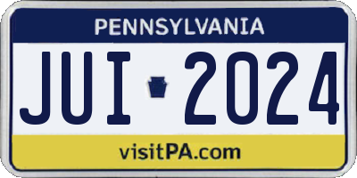 PA license plate JUI2024