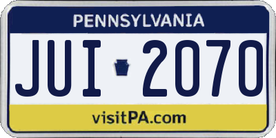 PA license plate JUI2070