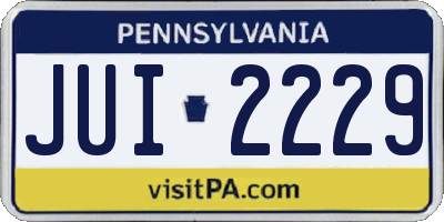 PA license plate JUI2229