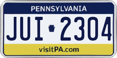 PA license plate JUI2304