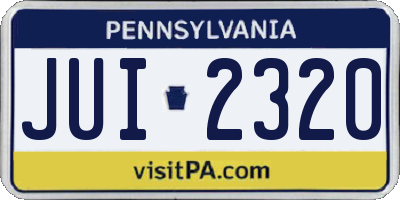 PA license plate JUI2320