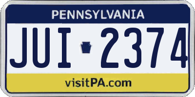 PA license plate JUI2374