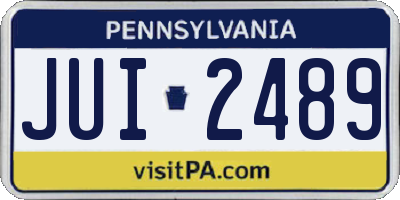 PA license plate JUI2489