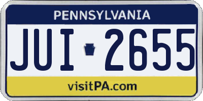 PA license plate JUI2655