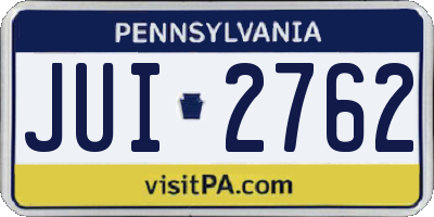 PA license plate JUI2762