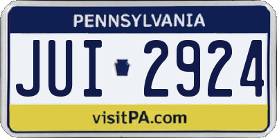 PA license plate JUI2924