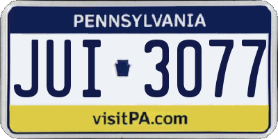 PA license plate JUI3077