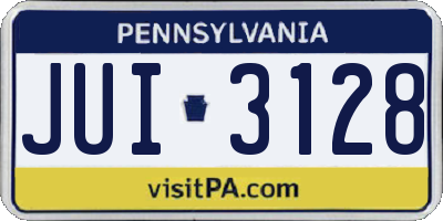 PA license plate JUI3128