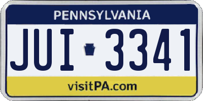 PA license plate JUI3341