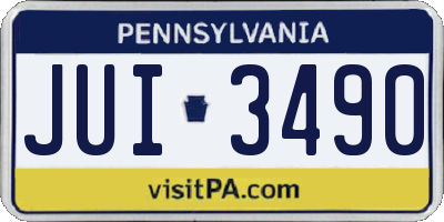 PA license plate JUI3490