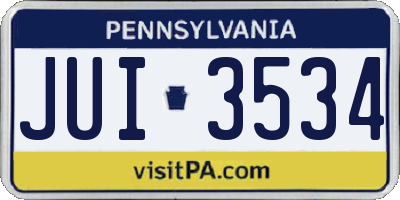 PA license plate JUI3534