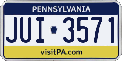 PA license plate JUI3571