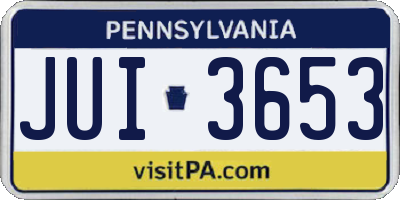 PA license plate JUI3653