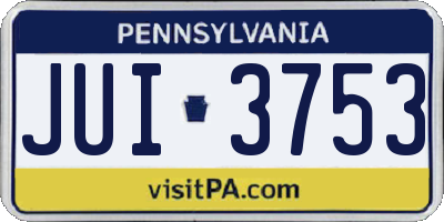 PA license plate JUI3753