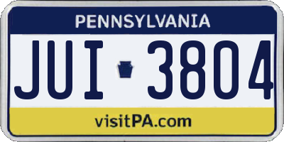 PA license plate JUI3804