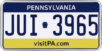 PA license plate JUI3965
